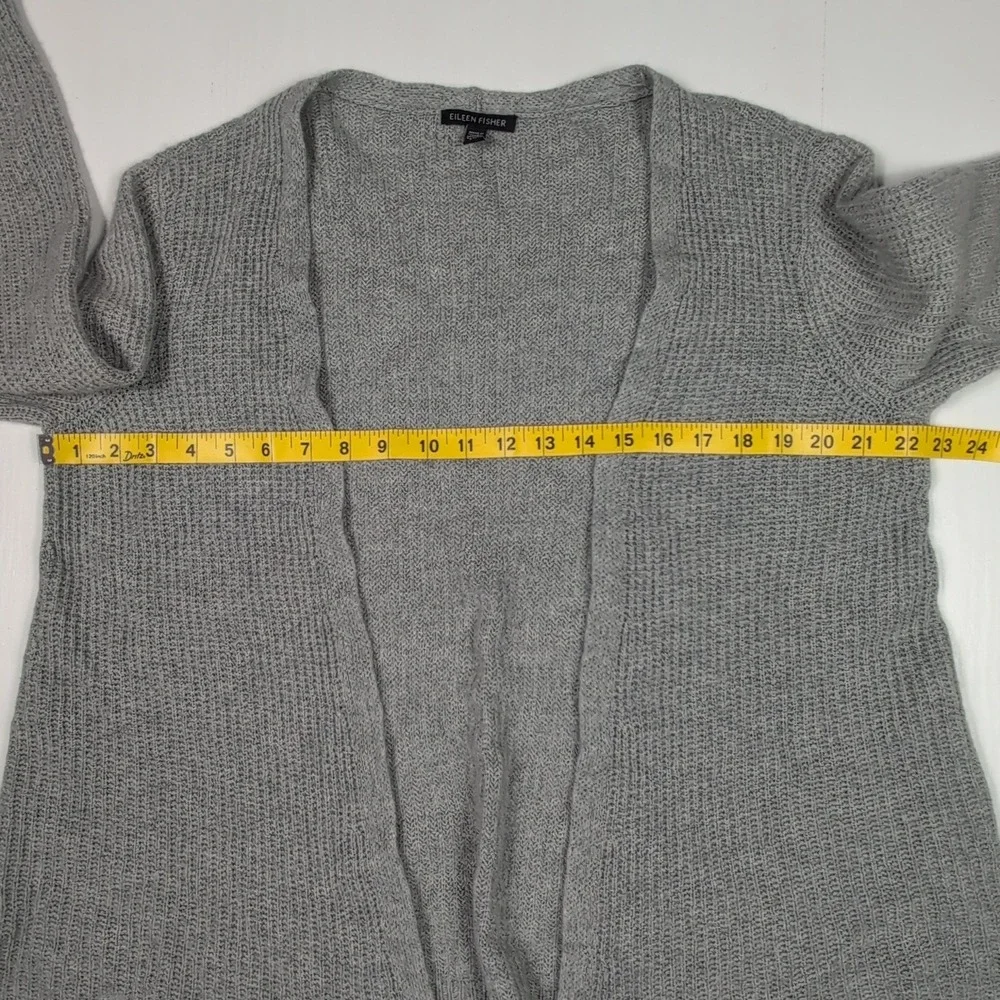 Eileen Fisher 100% Cashmere Grey Open Front Cardigan Sweater Medium Italian Yarn